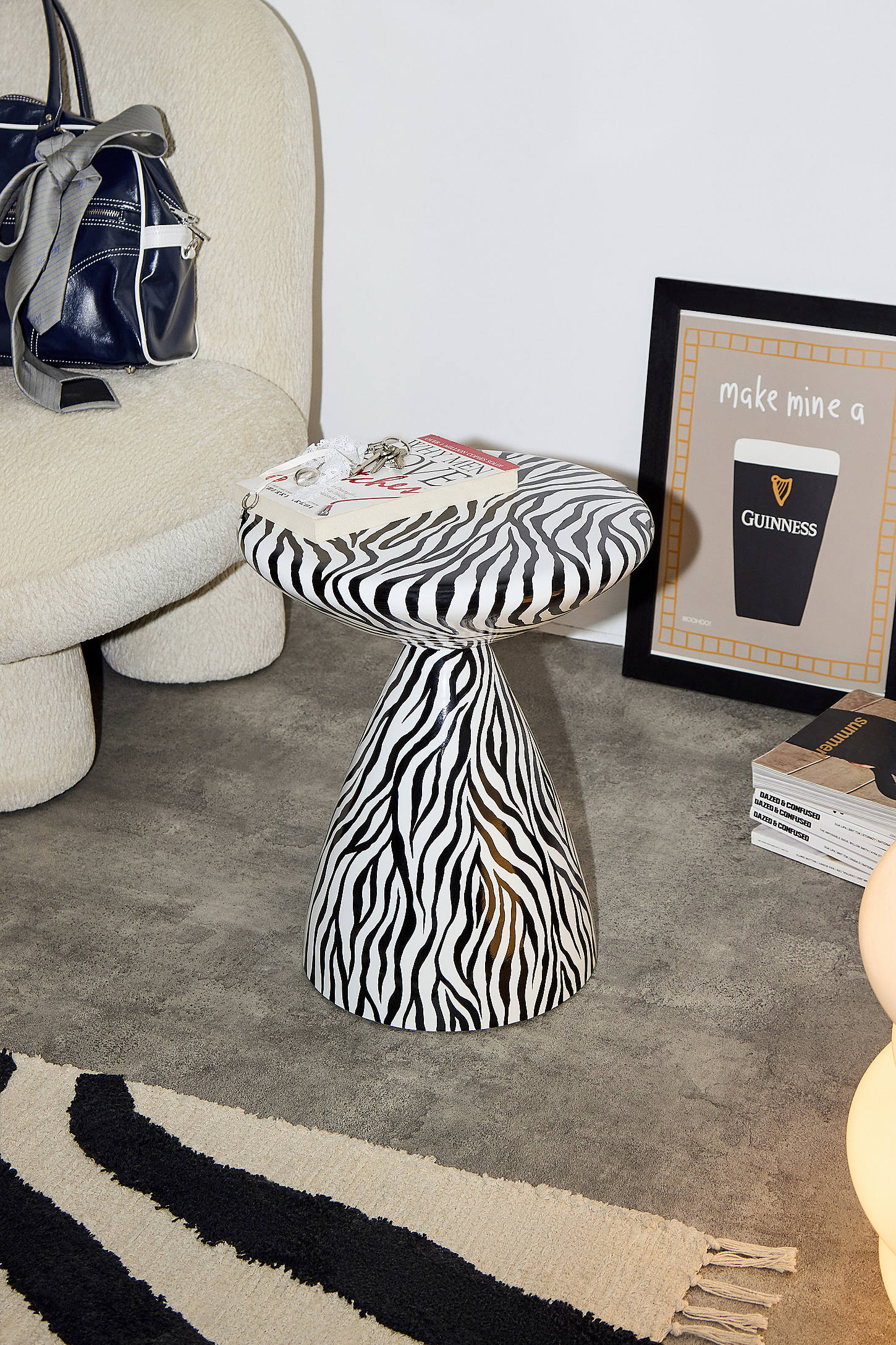 Hudson Zebra Side Table - Black/White