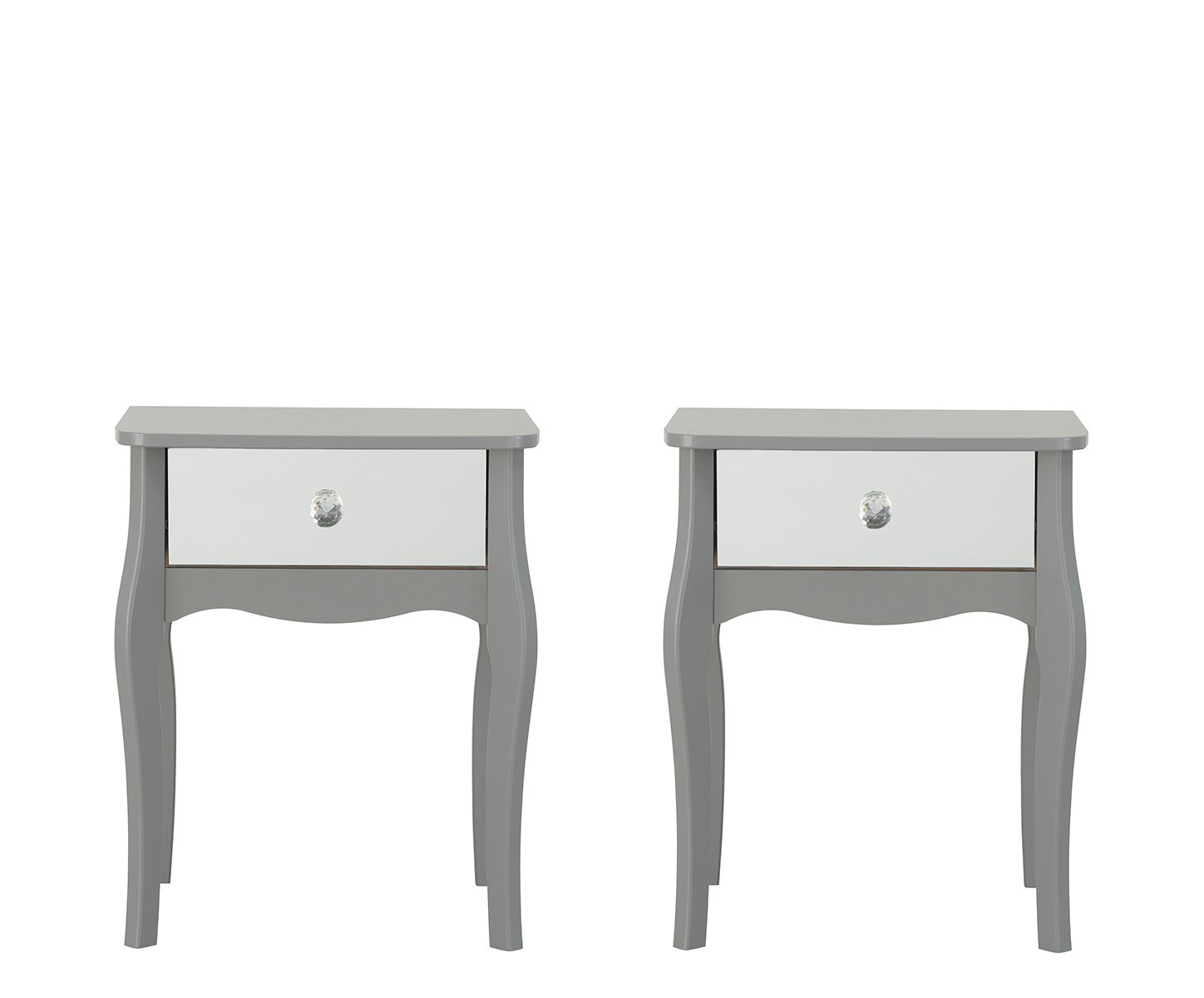 Argos Home Amelie 2 Mirrored Bedside Tables Set - Grey