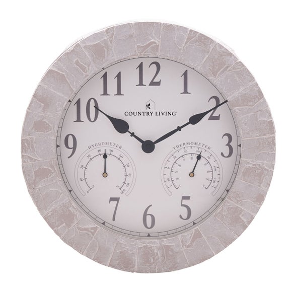 Country Living Stone Effect Indoor Outdoor Wall Clock