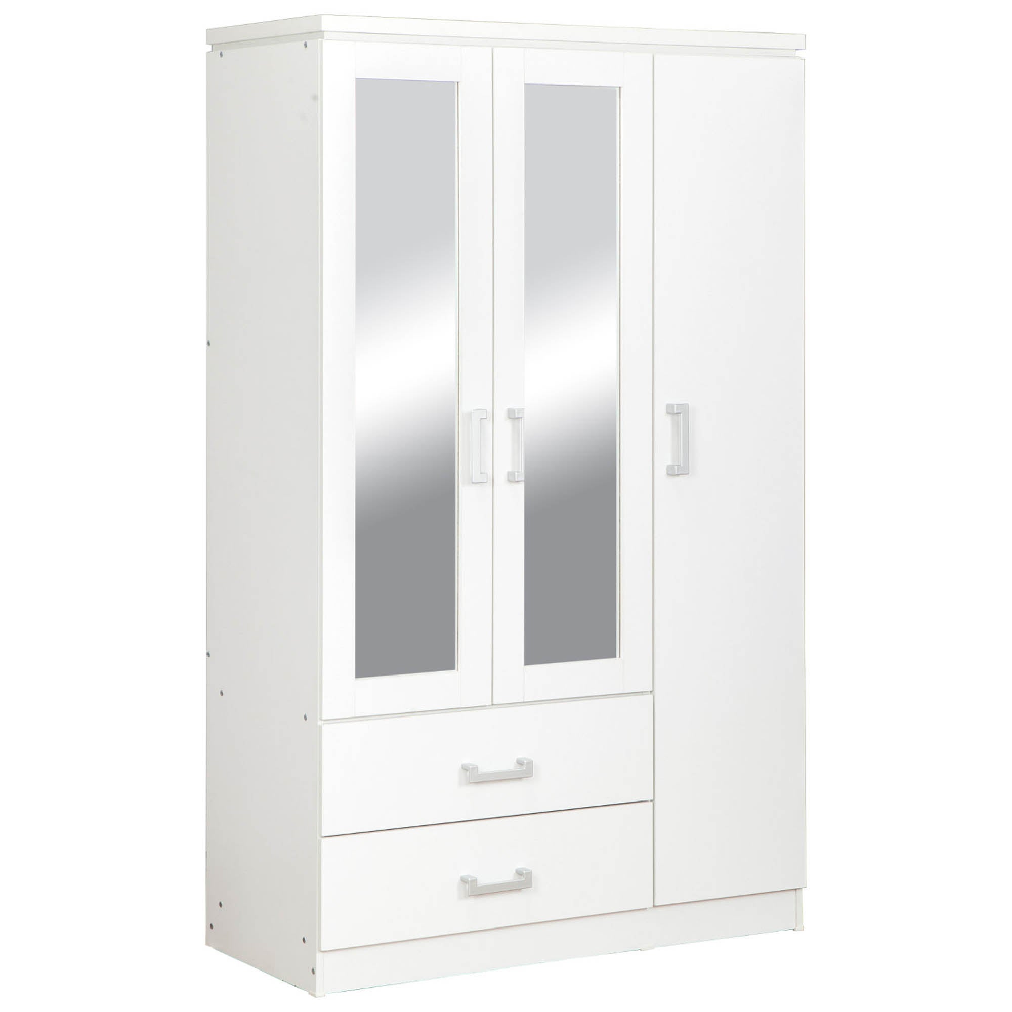 Charles 3 Door Mirrored Wardrobe White