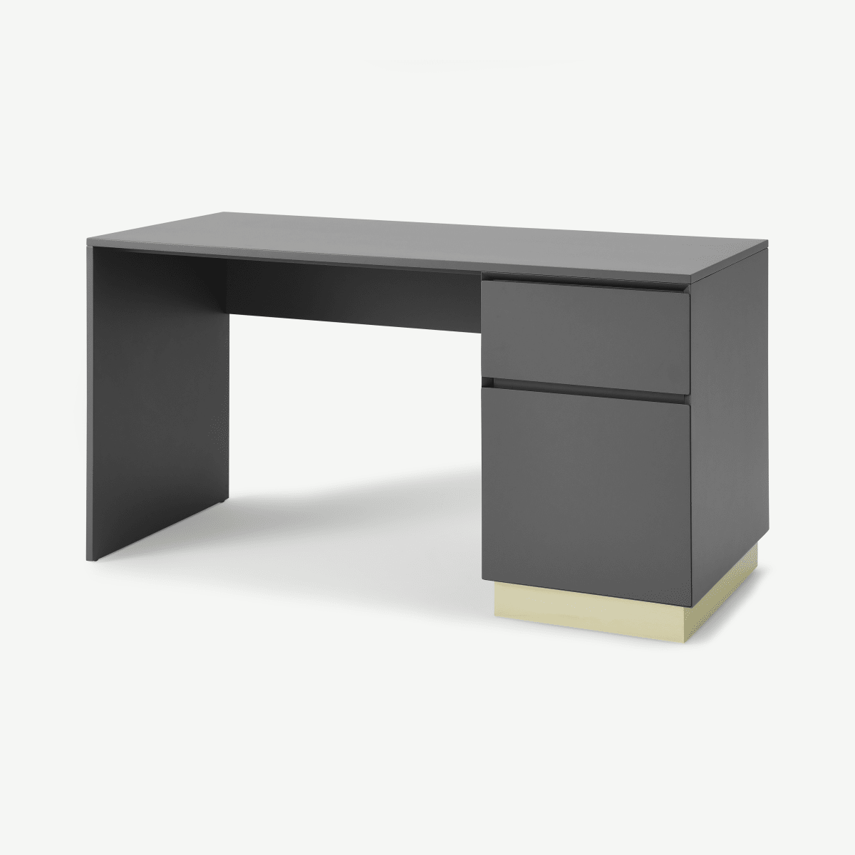 Elsdon Storage Desk, Charcoal Grey & Brass