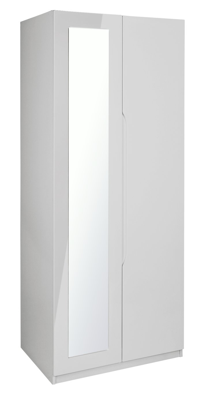 Legato 2 Door Mirrored Wardrobe - Grey Gloss