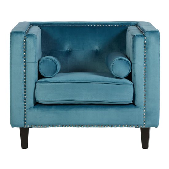 Felisen Velvet Upholstered Armchair In Blue