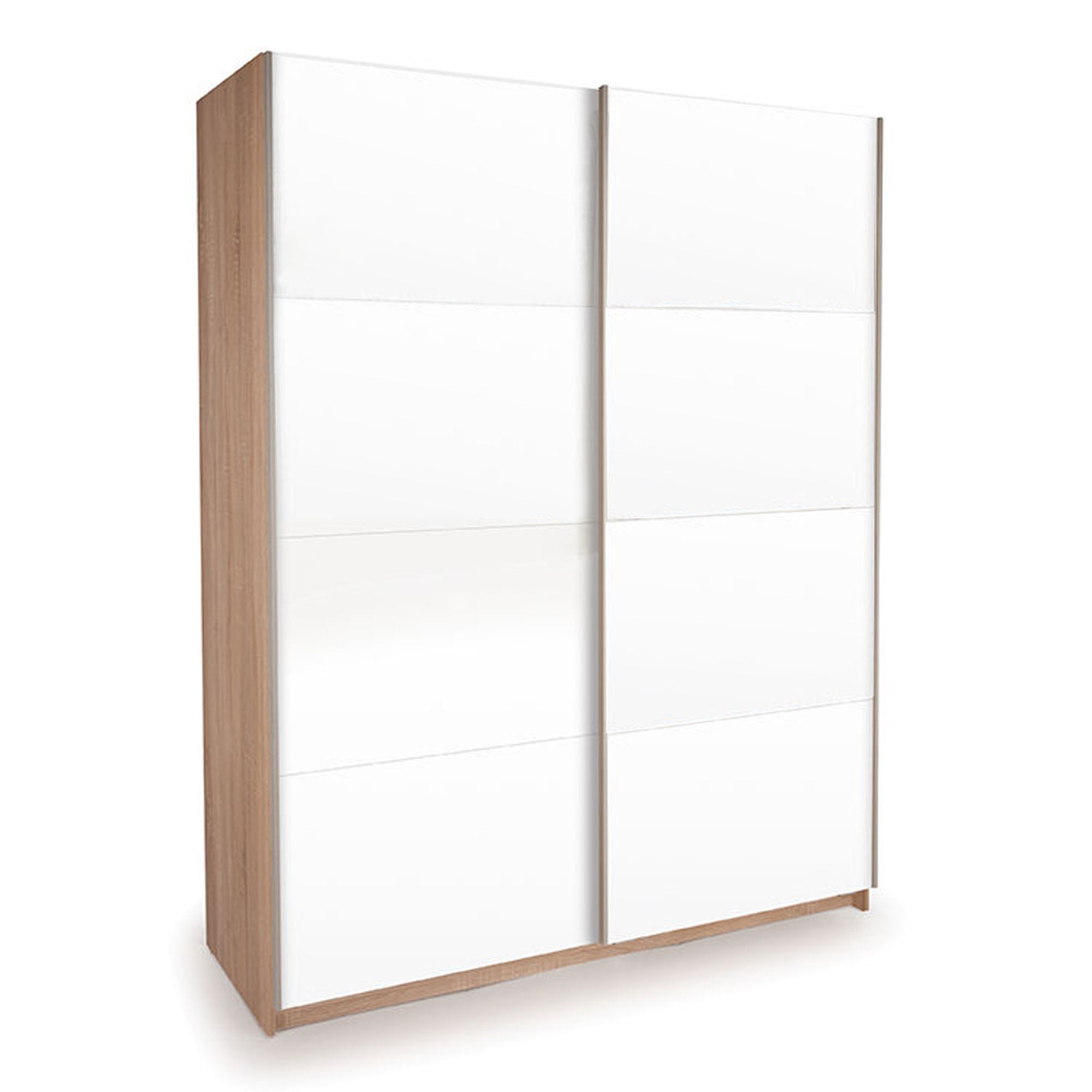 Ellum White Gloss and Oak Sliding Wardrobe White