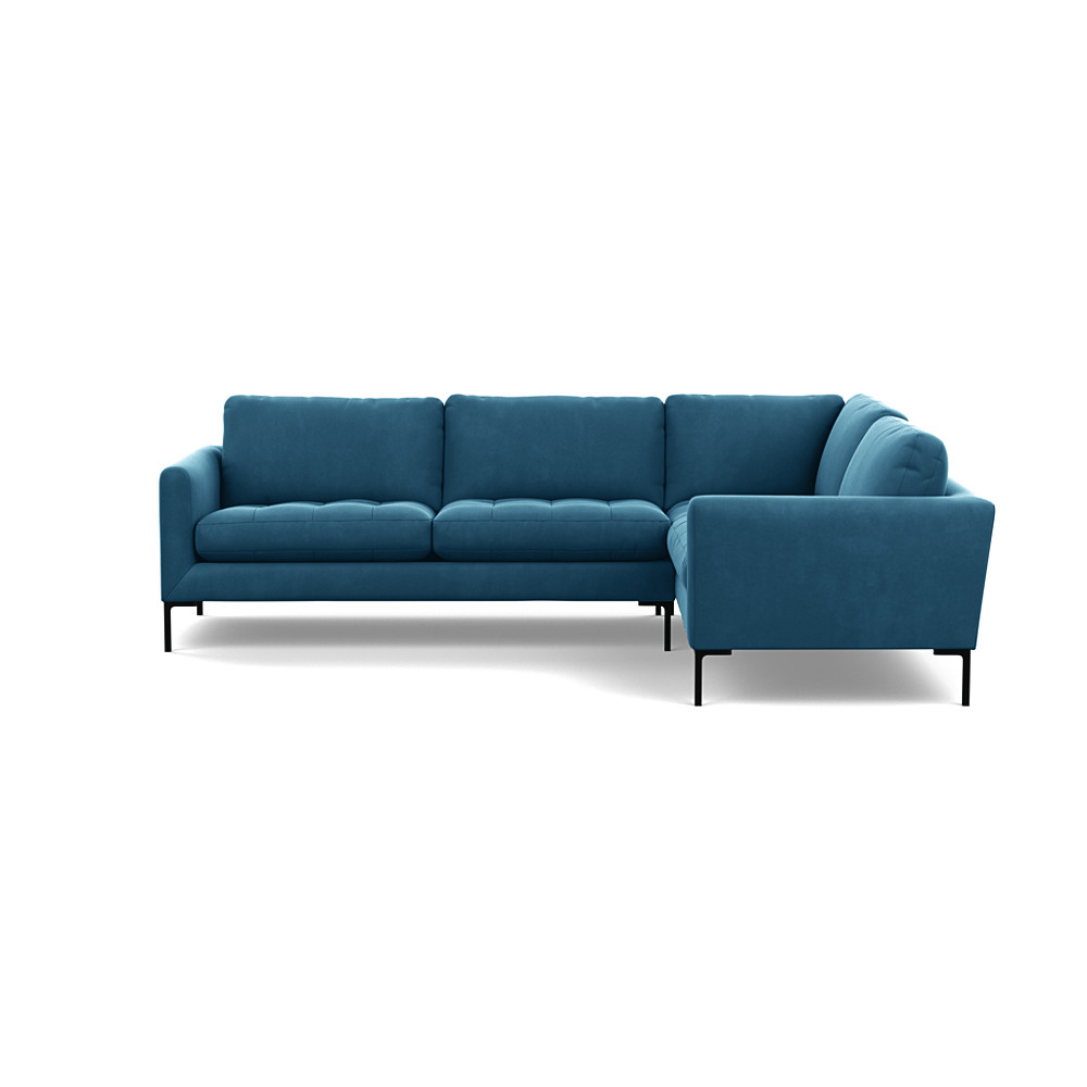 Heal's Eton Right Hand Facing Corner Sofa Varese Velvet Delft Black Feet