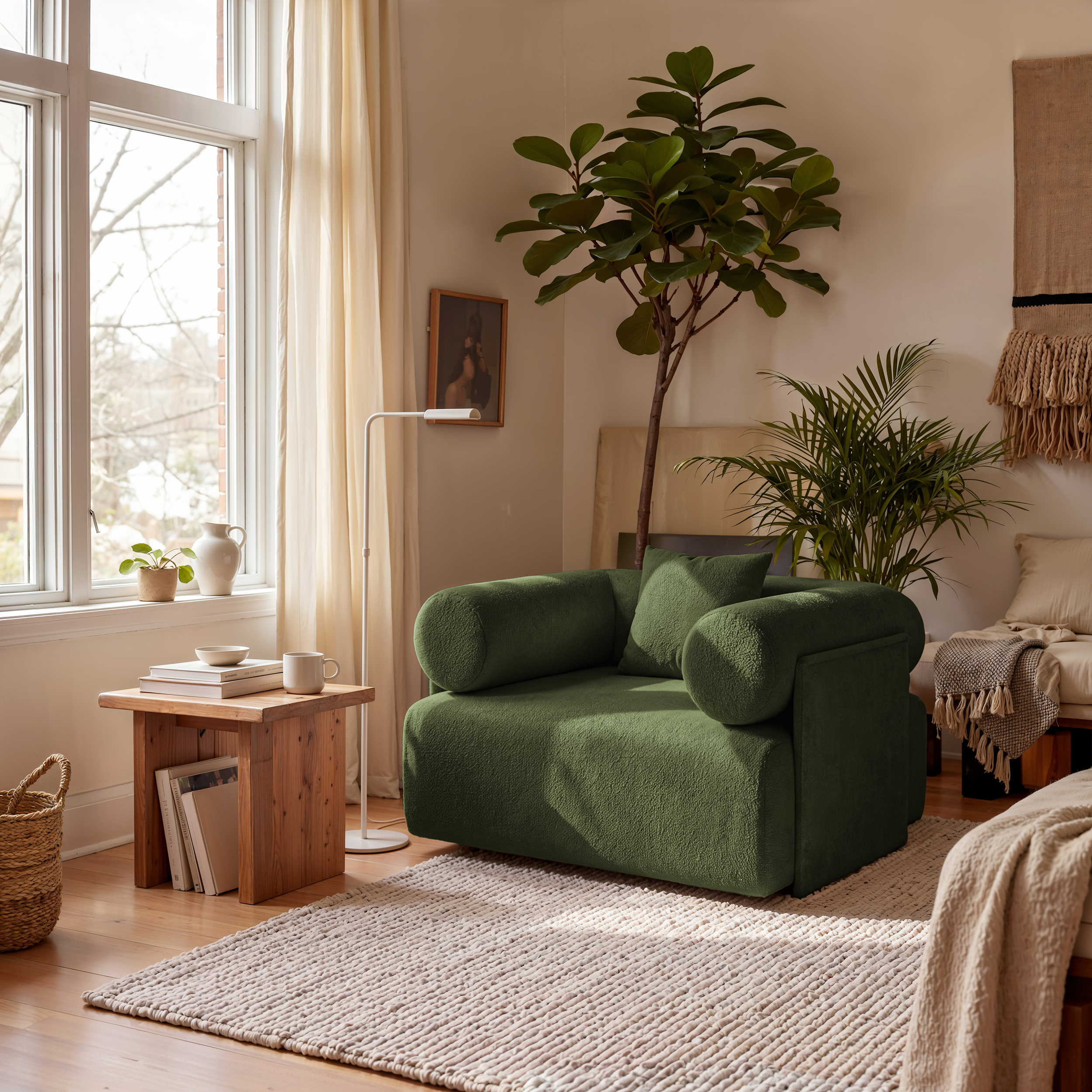 Serene Modern Green Velvet Lounge Accent Chair