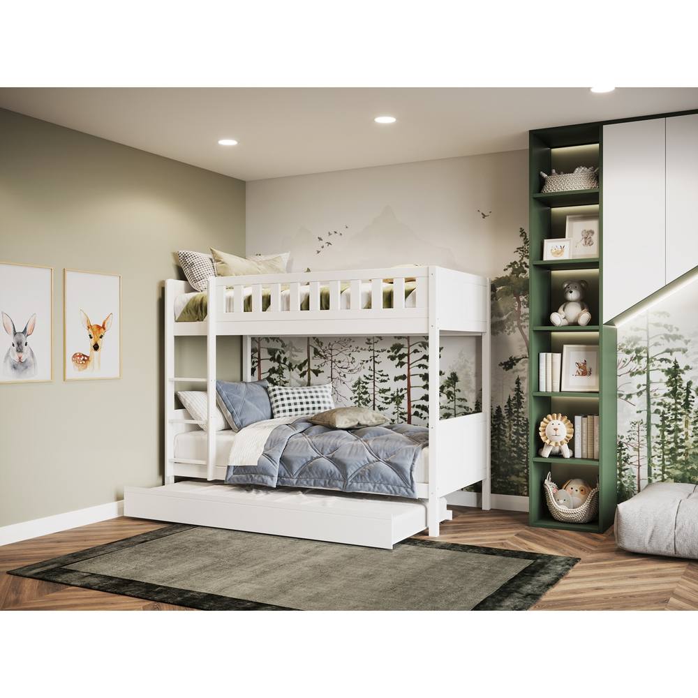 Flair Bea Wooden Bunk Bed with Trundle in White