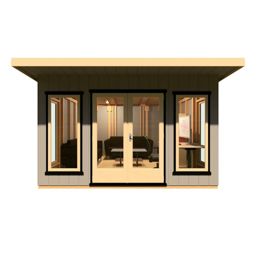 Shires Cali 12x12 Feet Pent 1 Garden Office - OSB/MDF - L456xW402xH246.1 cm in Grey