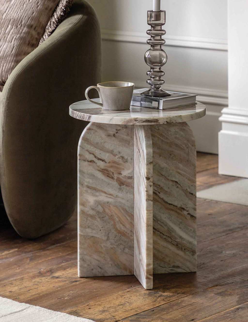 Gallery Direct Amalfi Marble Side Table Beige Mix