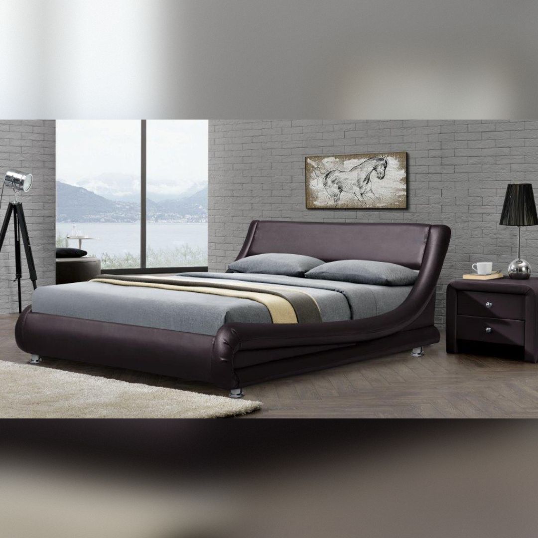 Comfy Living Ltd Italian Style Faux Leather Bedframe in Brown