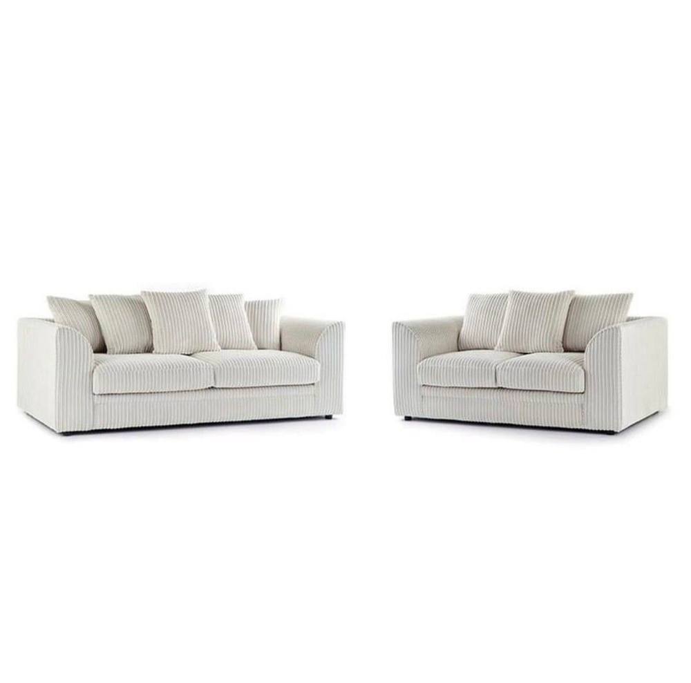 Bliss Furniture Jumbo Cord 3+2 Seater Sofa Set in Cream, Ultimate Comfort in Cream