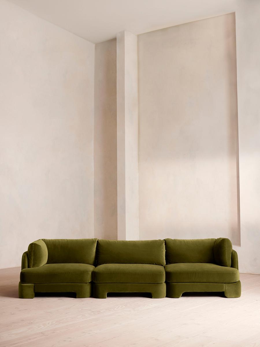 Odell Deeper Sit Modular Sofa, Four Seater, Velvet Olive