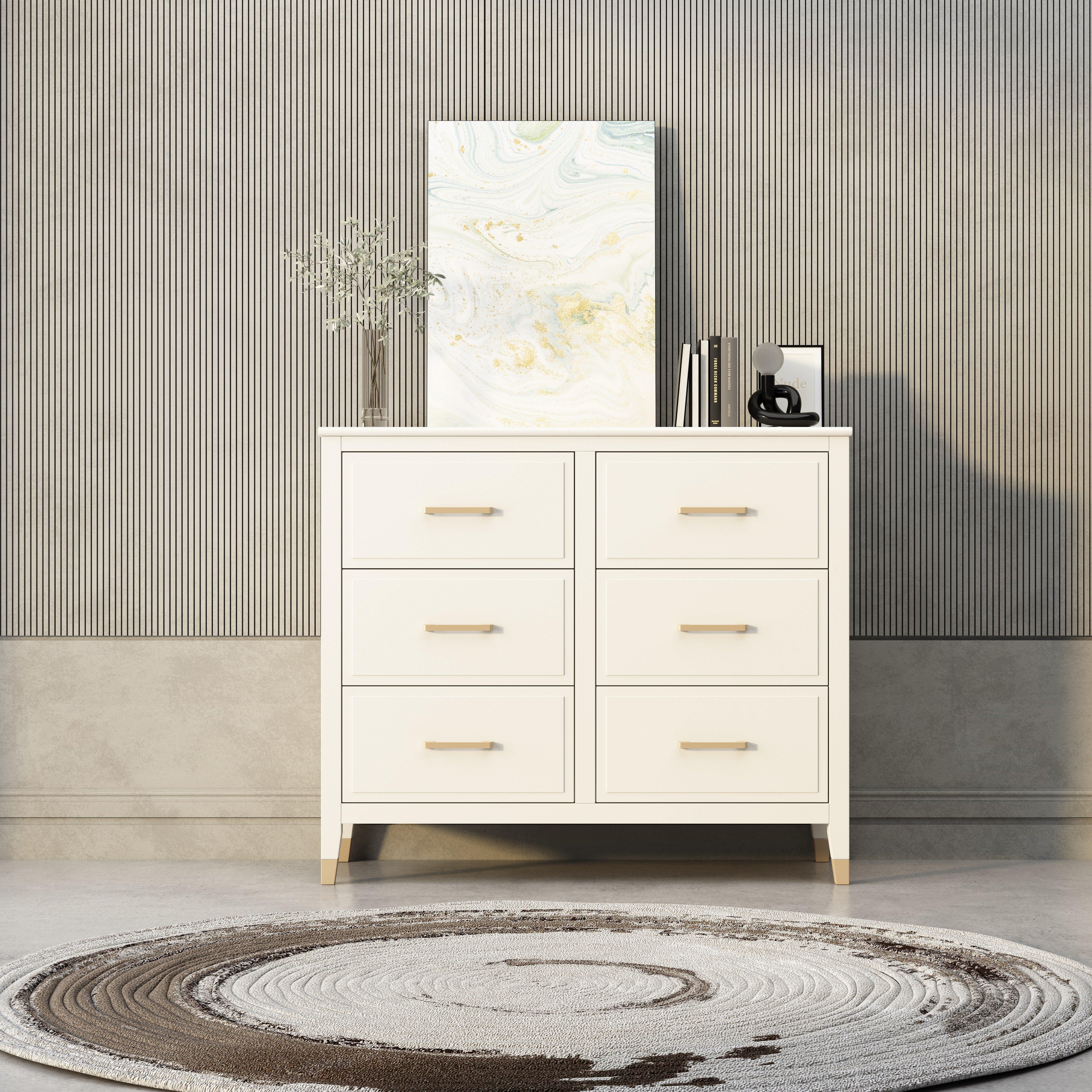 Cabinet Bits Palazzi 6 Drawer Chest of Drawers in Off-White