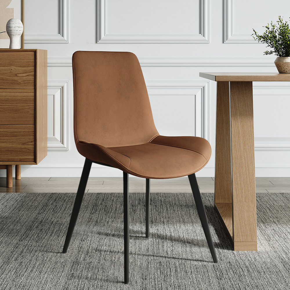 Linesly Mid-Century Dining Chairs PU Leather Upholstered Set of 2 Dining Room Chairs