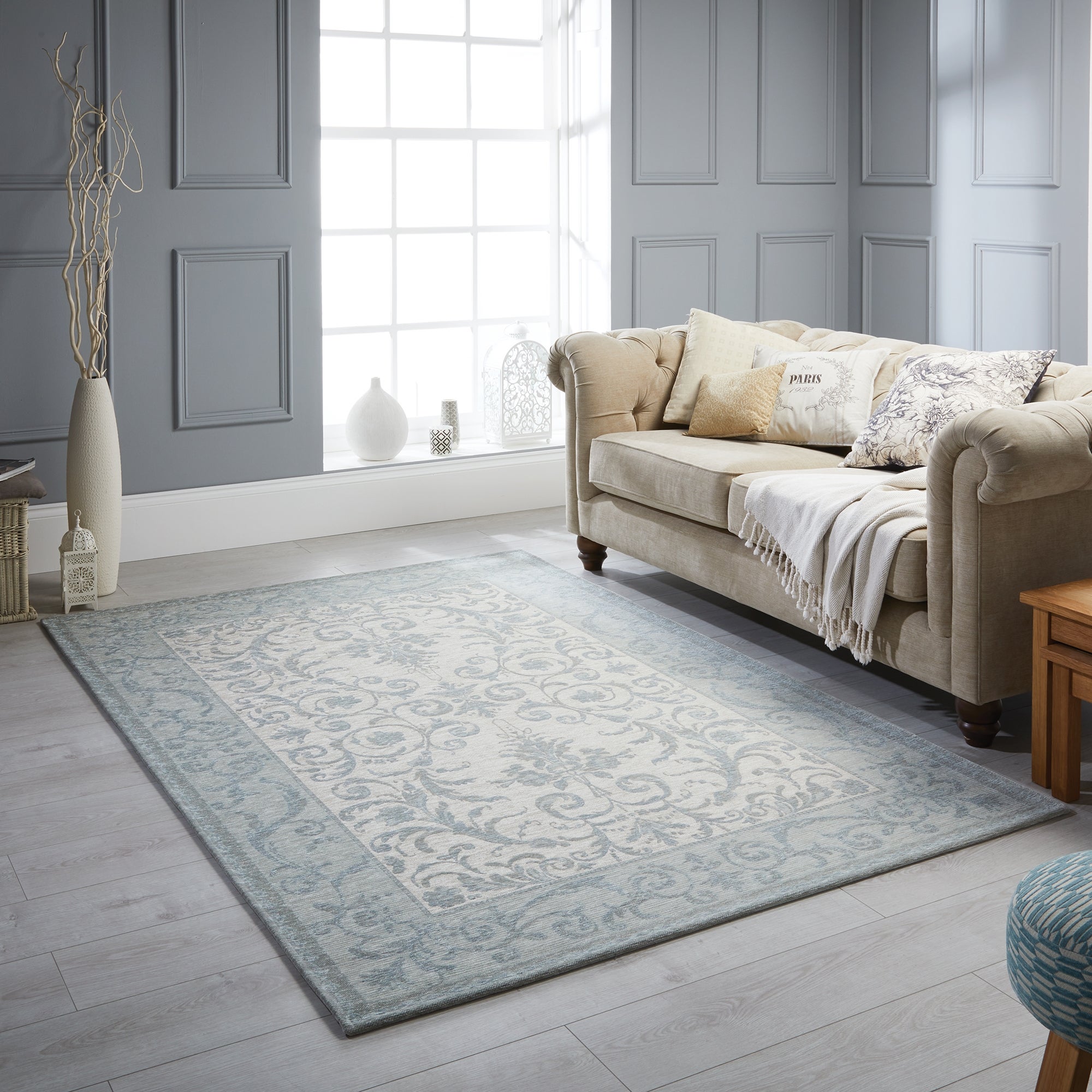 Dorma Regency Chenille Rug Duck Egg Blue)