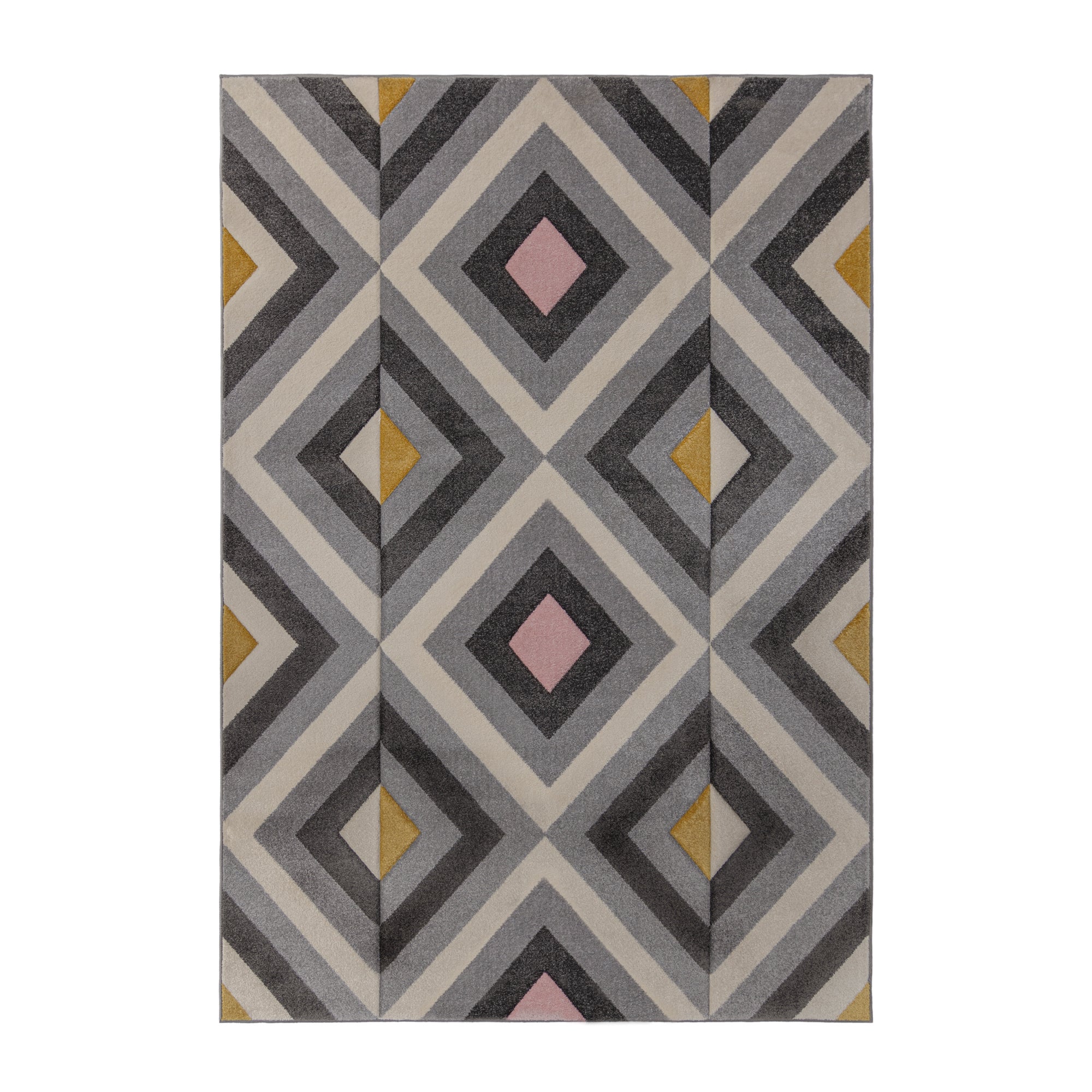 Paloma Geometric Rug Grey, Yellow and White