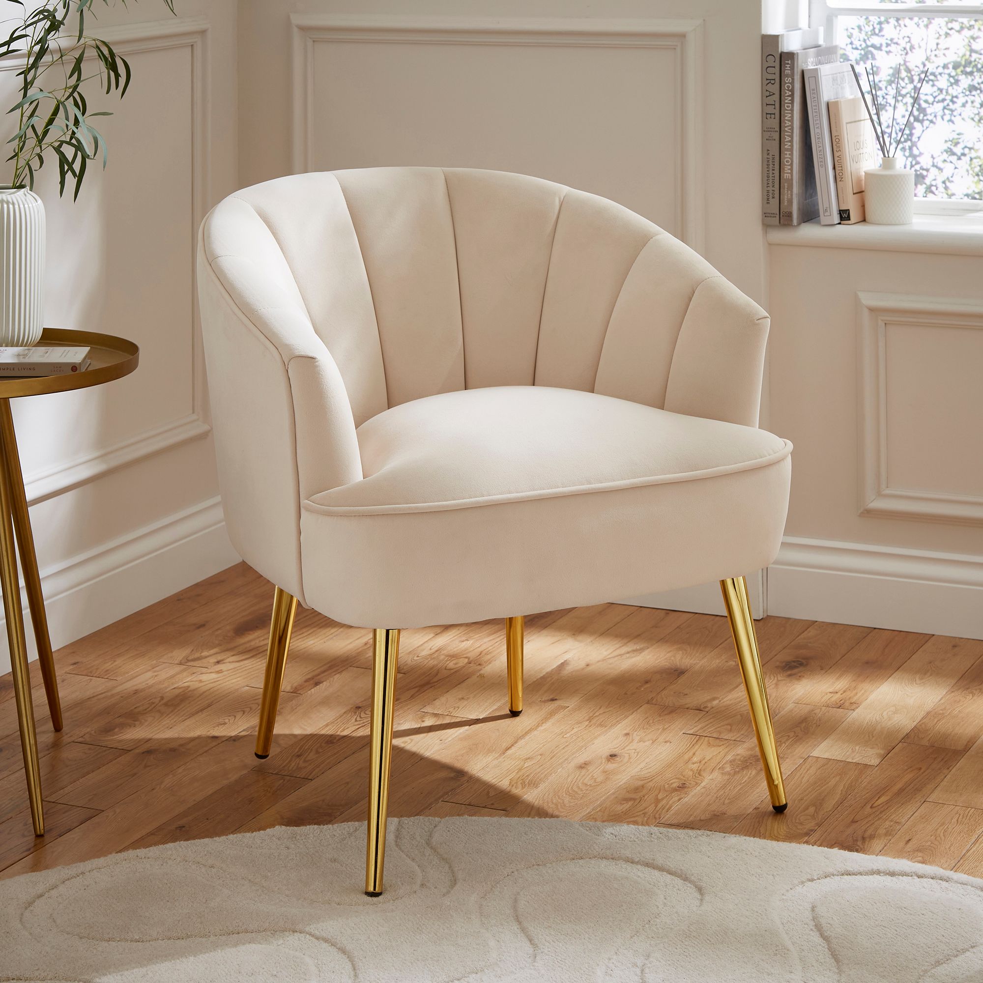 GFW Pettine Velvet Accent Chair in Natural