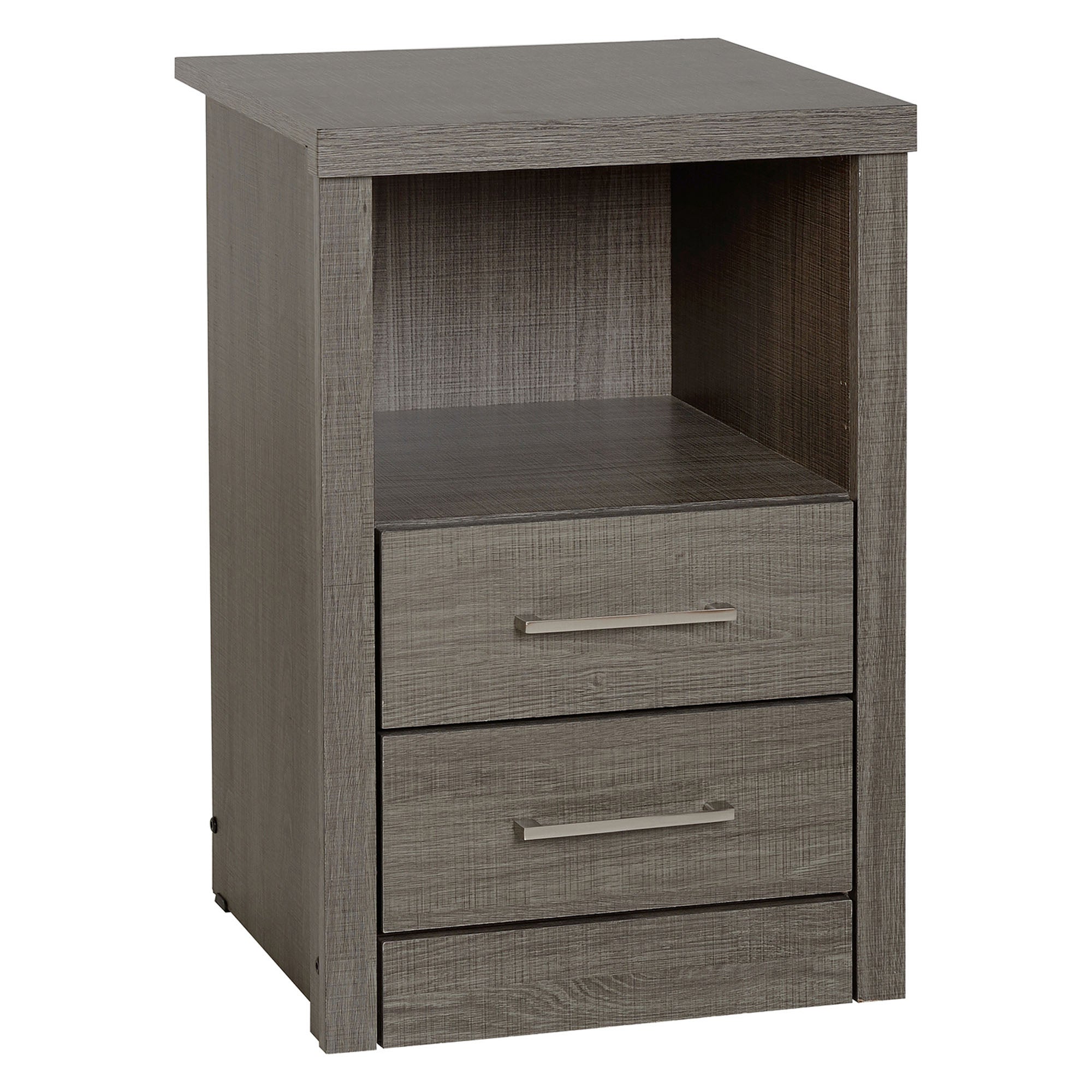 Lennon Black 2 Drawer 1 Shelf Bedside Cabinet Black