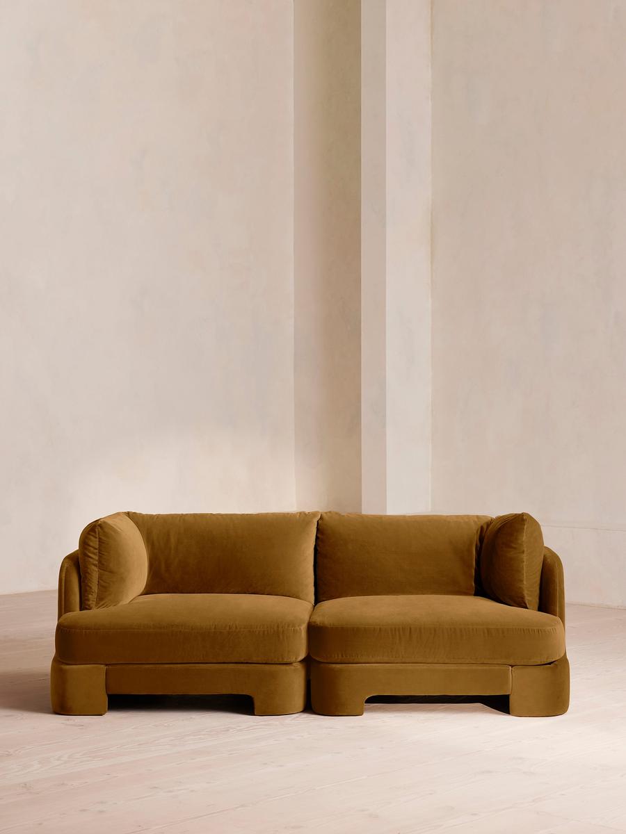 Odell Deeper Sit Modular Sofa, Three Seater, Velvet Mustard
