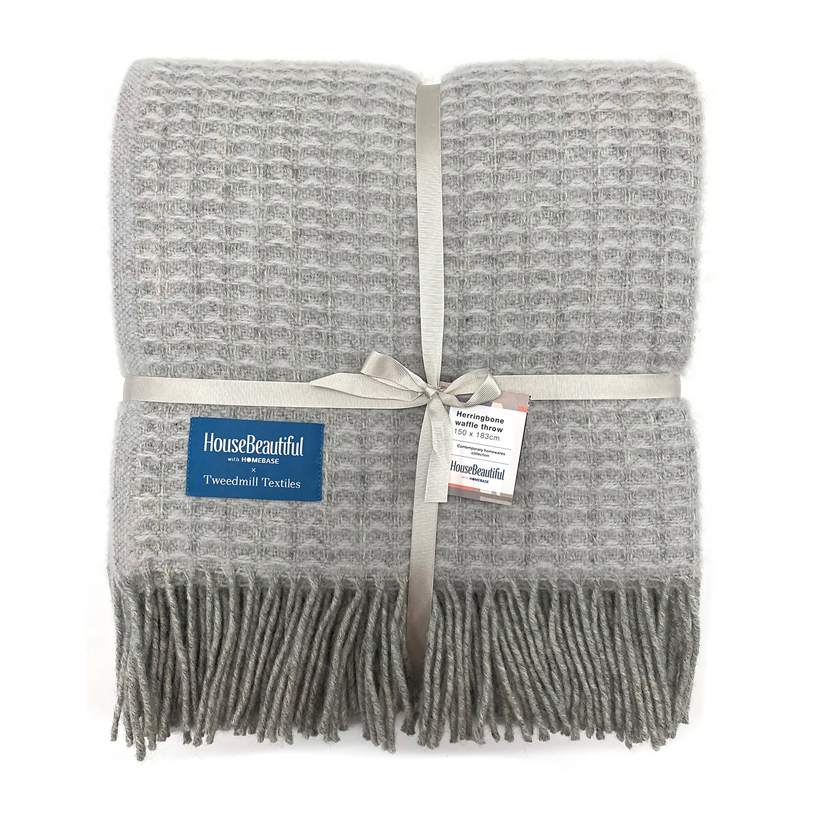 House Beautiful Wool Waffle Throw - 150x183cm - Grey
