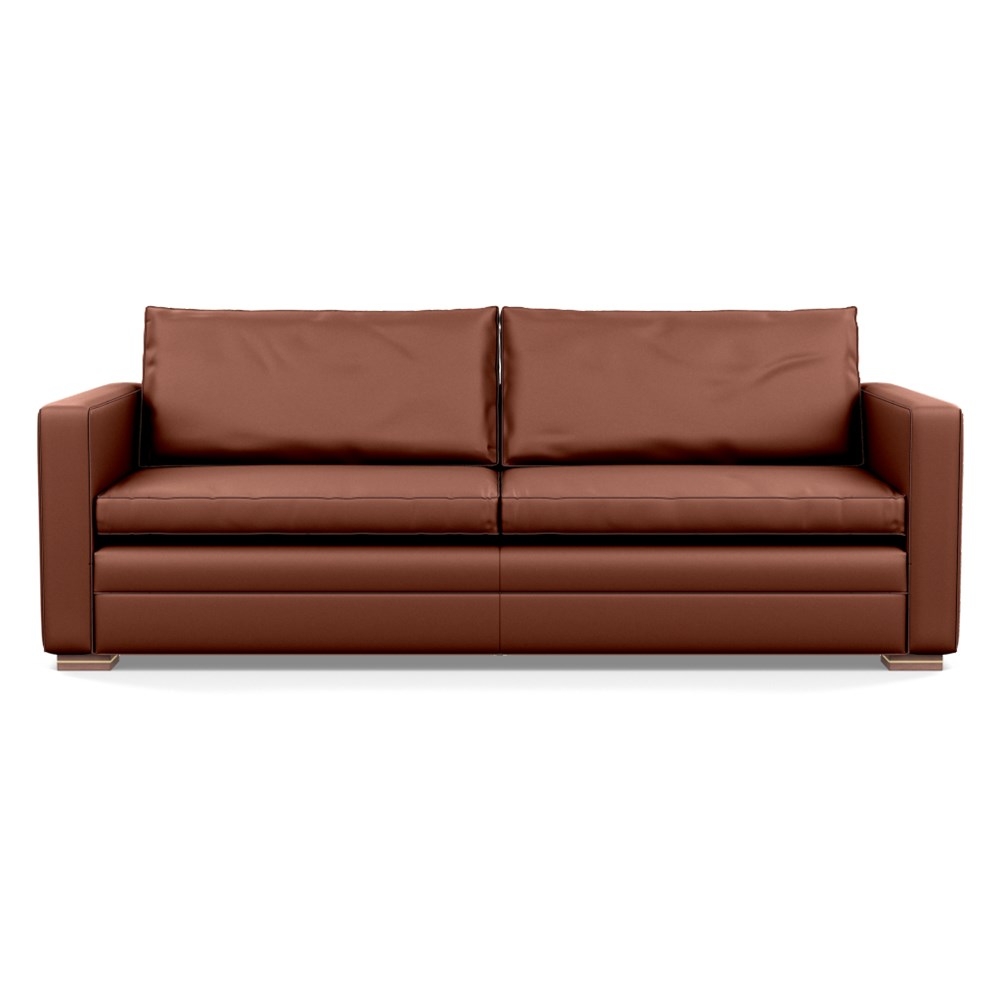 Heal's Palermo 4 Seater Sofa Leather Grain Dark Brown 068 Brass and Walnut