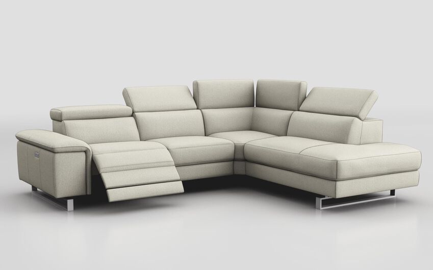 Grey Fabric Viserba 3 Corner 2 with Left Hand Facing Power Recliner, Right Hand Facing Chaise & Manual Head Tilt