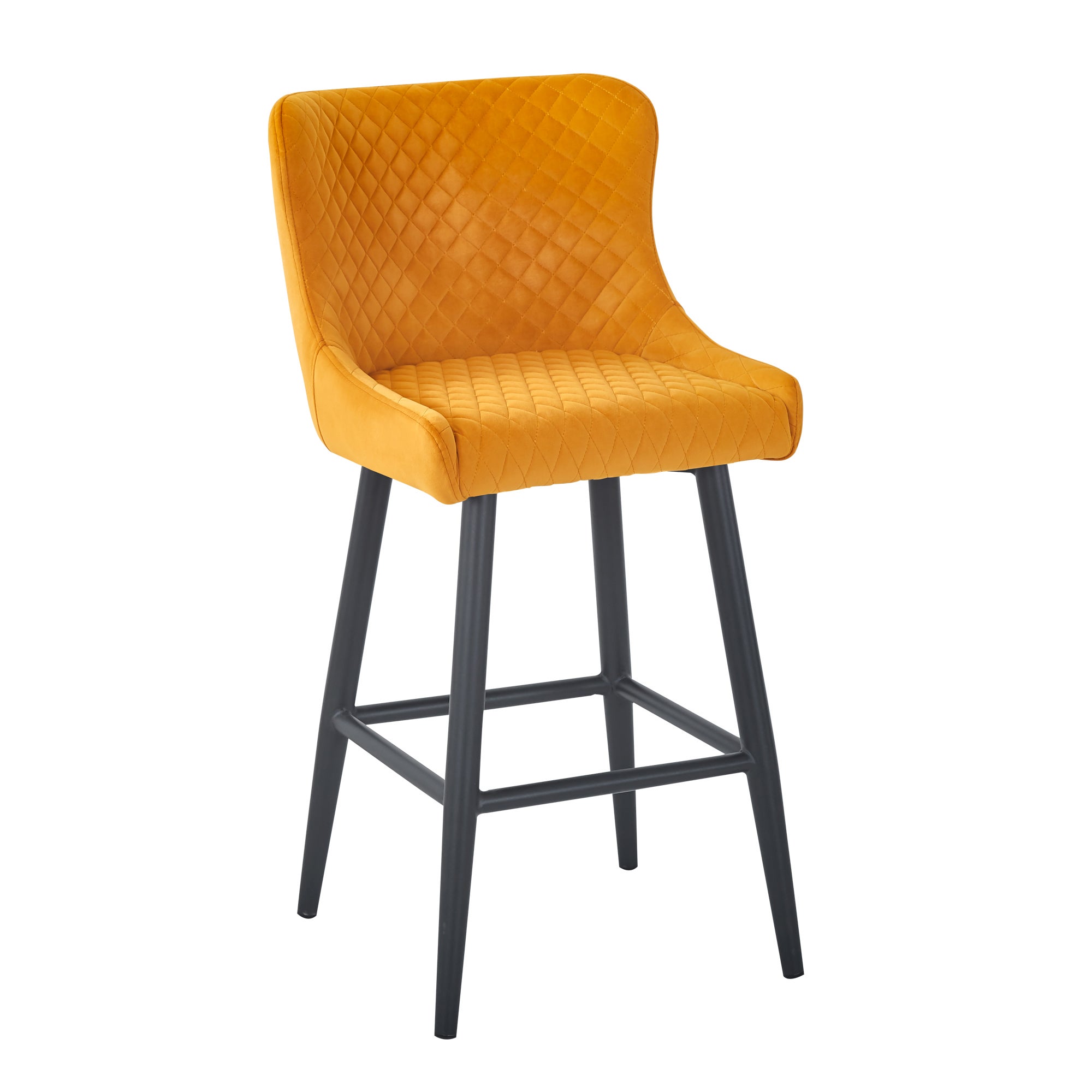 Montreal Ochre Velvet Bar Stool Ochre