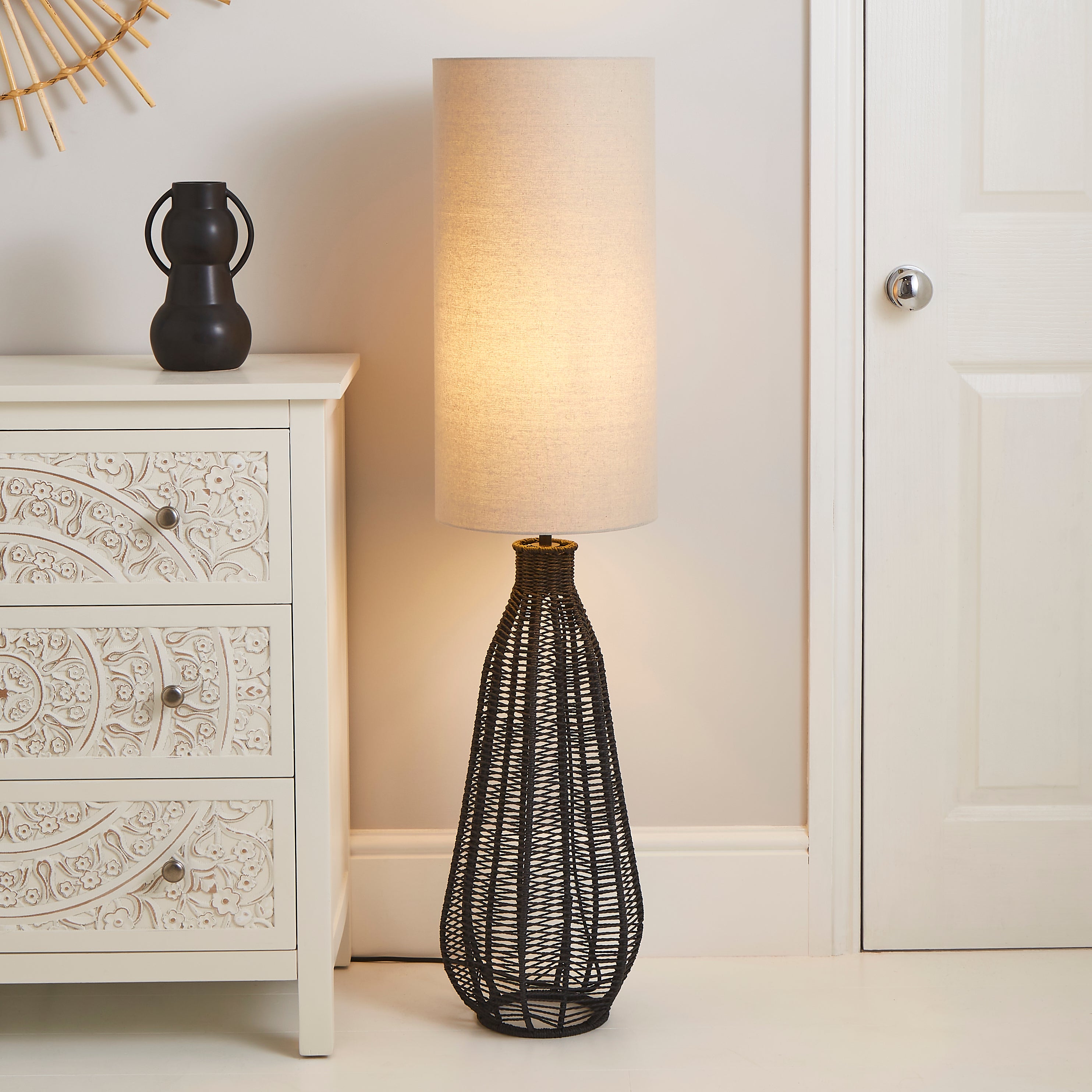 Kylo Woven String Floor Lamp Charcoal