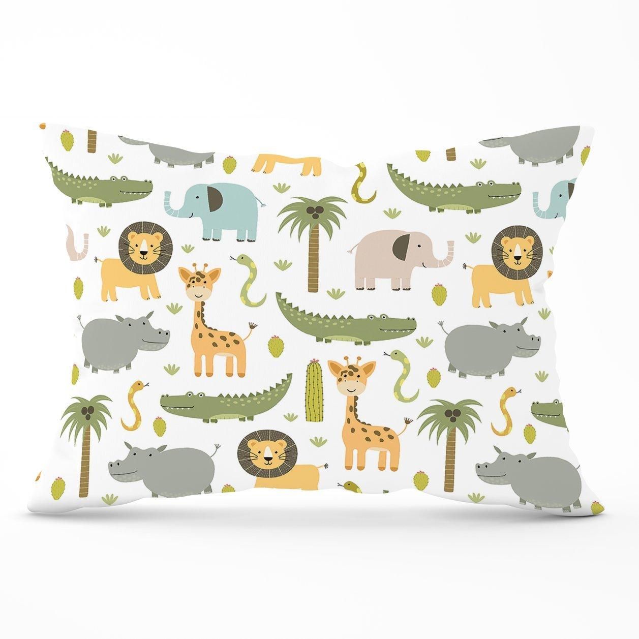 Warren Reed - Designer Cute Safari Animals Cushions in Green