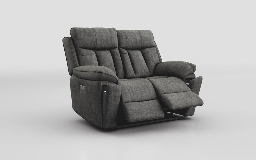 Black Fabric Chalbury 2 Seater Power Recliner Sofa with Cup Holders