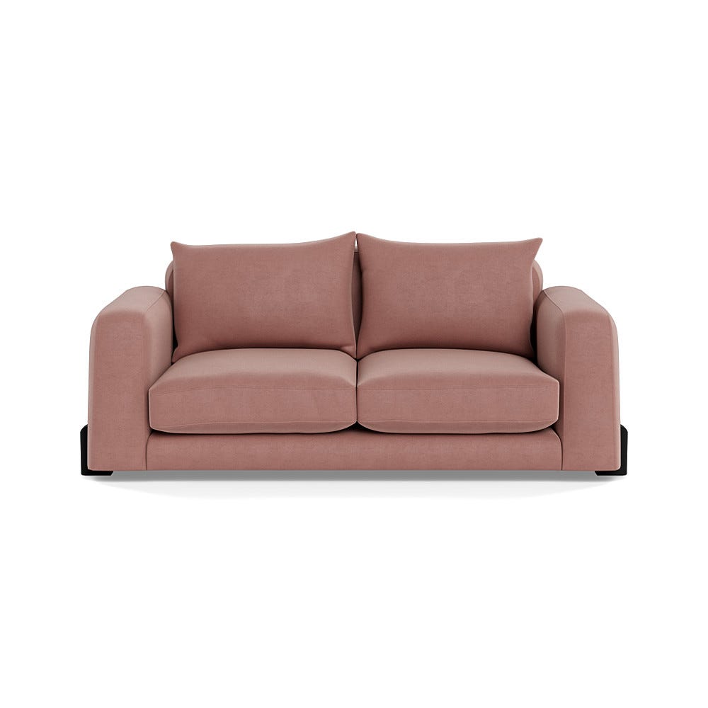 Heal's Nuvola 3 Seater Sofa Smart Luxe Velvet Dusky Pink Black Painted Feet 2