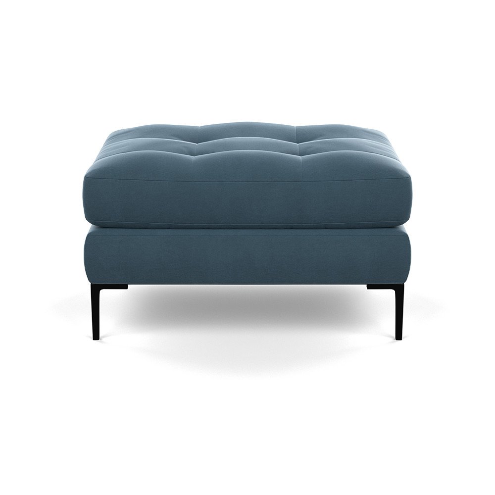 Heal's Eton Footstool Smart Velvet Smoke Black