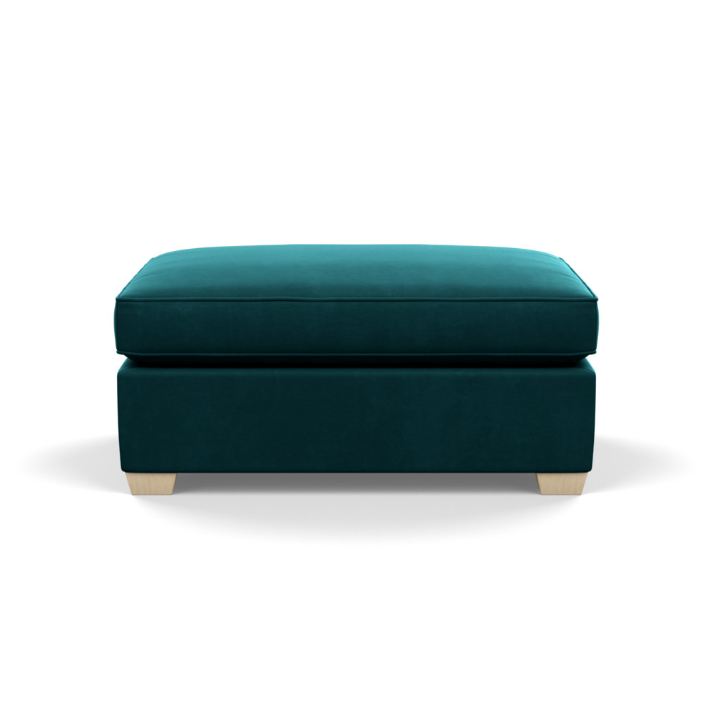 Heal's Torino Footstool Smart Velvet Teal Natural Ash Feet