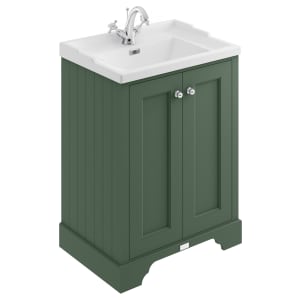Bayswater Victrion Hunter Green Traditional Freestanding Vanity Unit & White Recessed Basin - 600mm