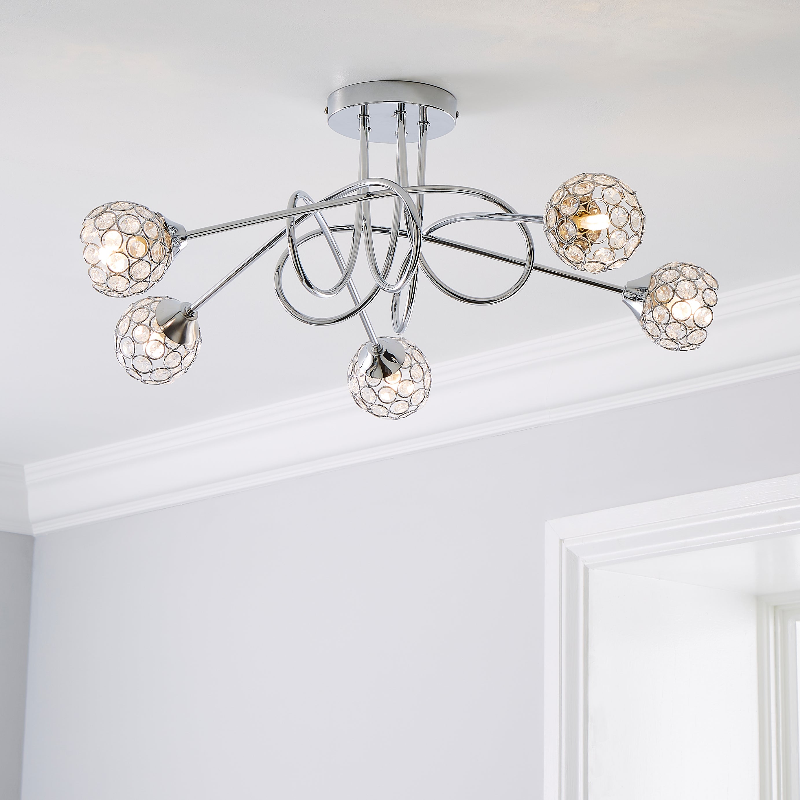 Portia 5 Light Ceiling Fitting Chrome