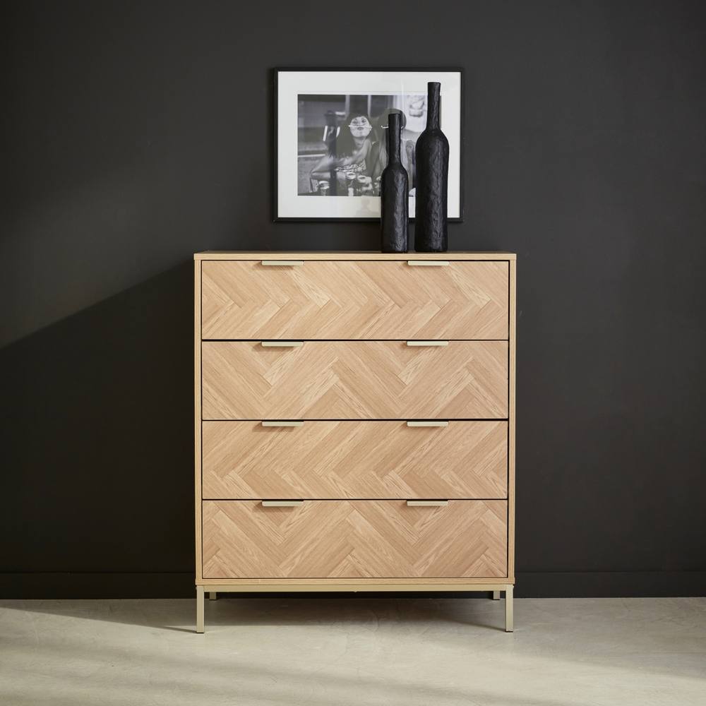 sweeek 4-drawer Herringbone Chest in Light Brown