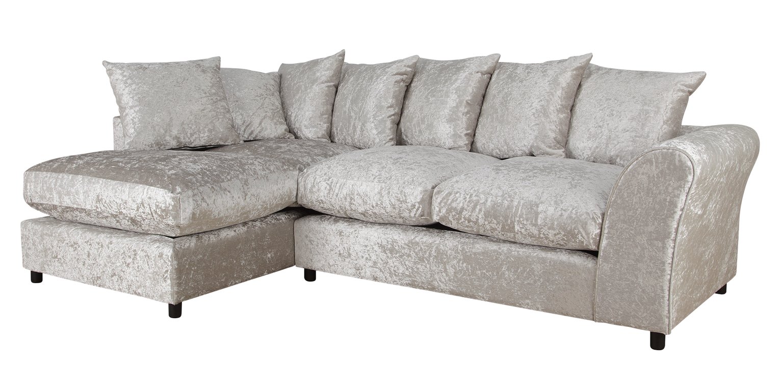 Argos Home Megan Large Left Corner Fabric Sofa - Silver