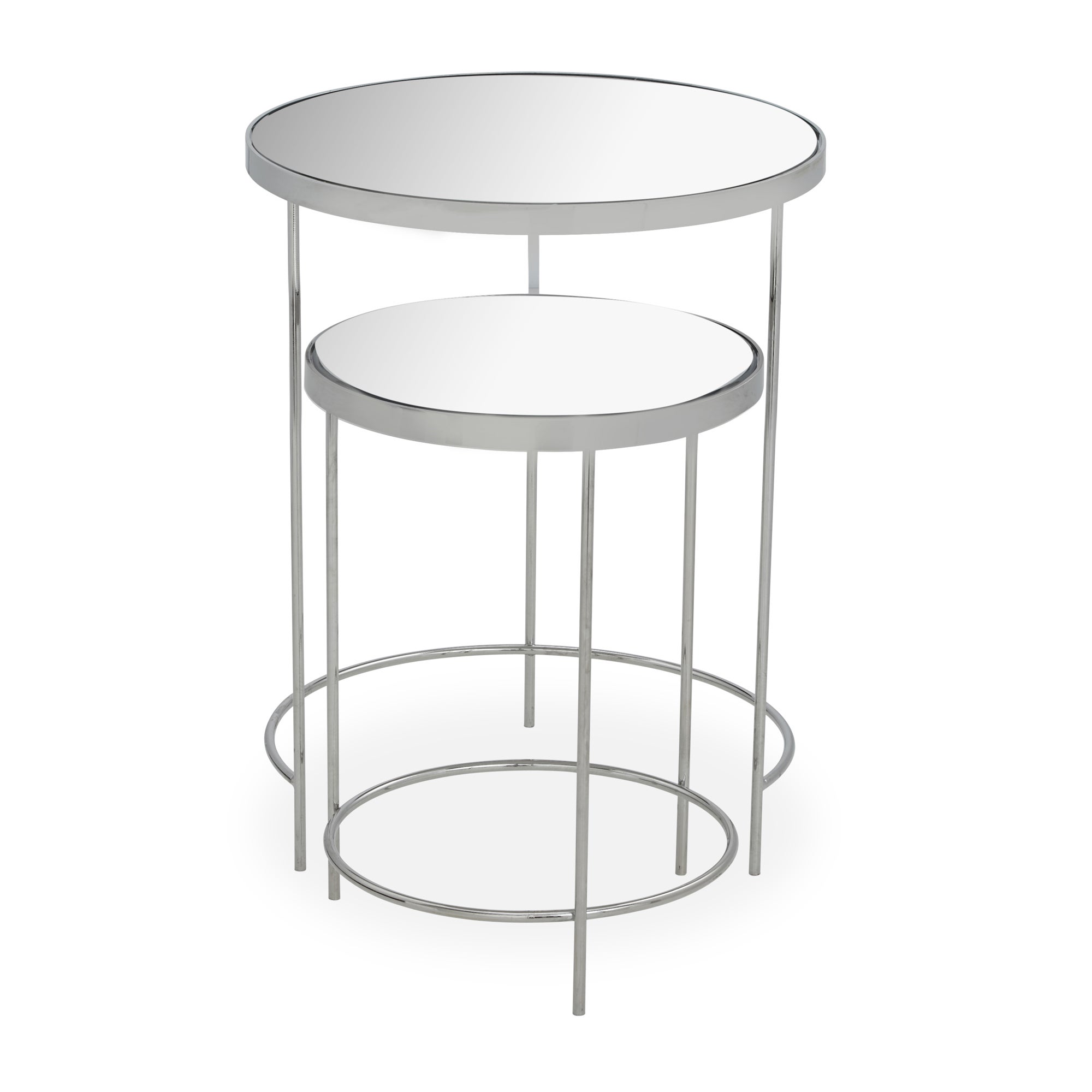 Ritz Chrome Mirrored Nest of Tables Silver