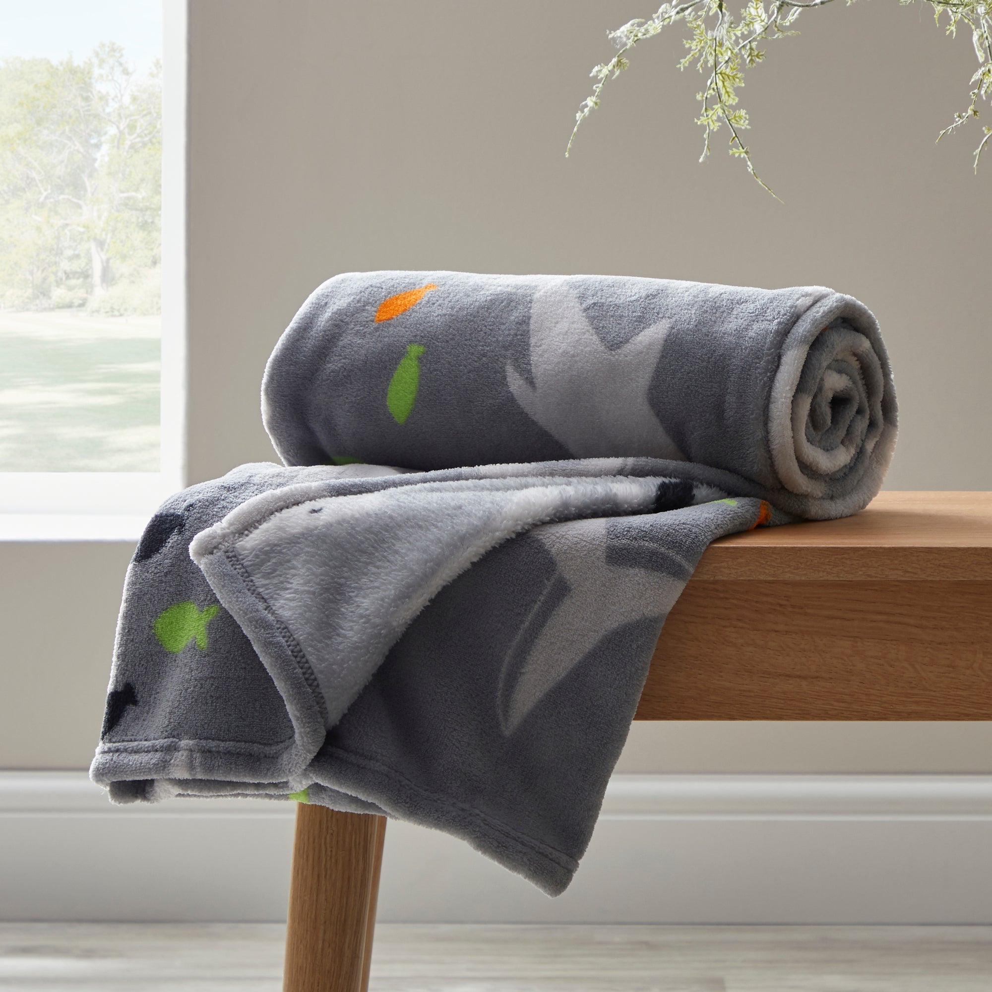 Sharks Fleece Blanket Light Grey