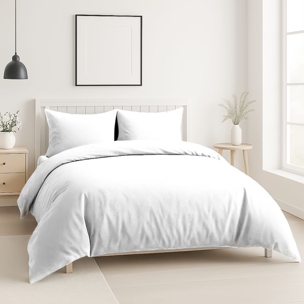 Snug City Luxury 200TC Duvet Cover & Pillowcase/s Set Bed Linen in White