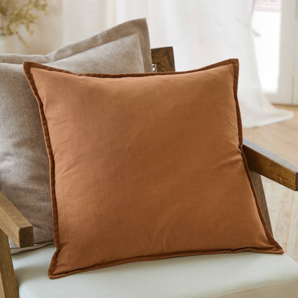 Yard Slub Cotton Cushion in Amber