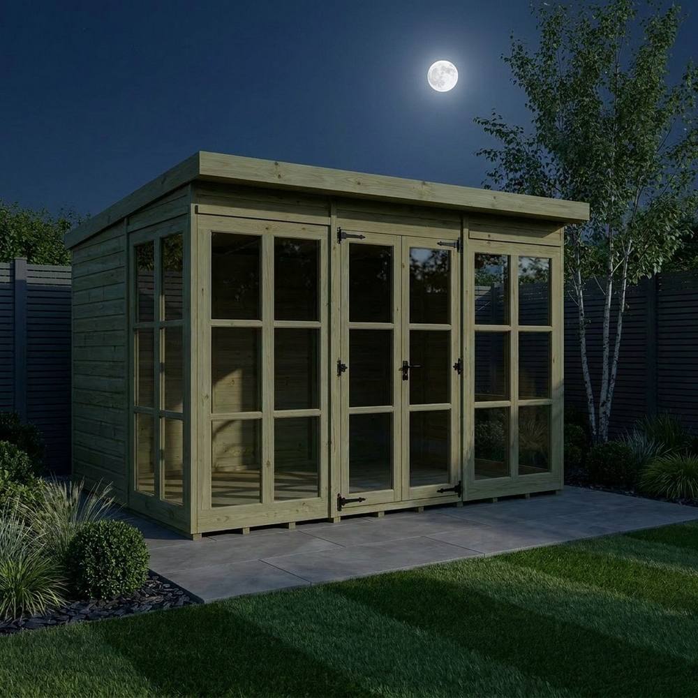 Buttercup Farm 12ft x 10ft Georgian Pent Summer House - Pressure Treated Timber in Brown 3