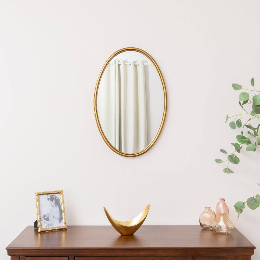 Melody Maison Gold Oval Metal Framed Wall Mirror - 60cm X 40cm
