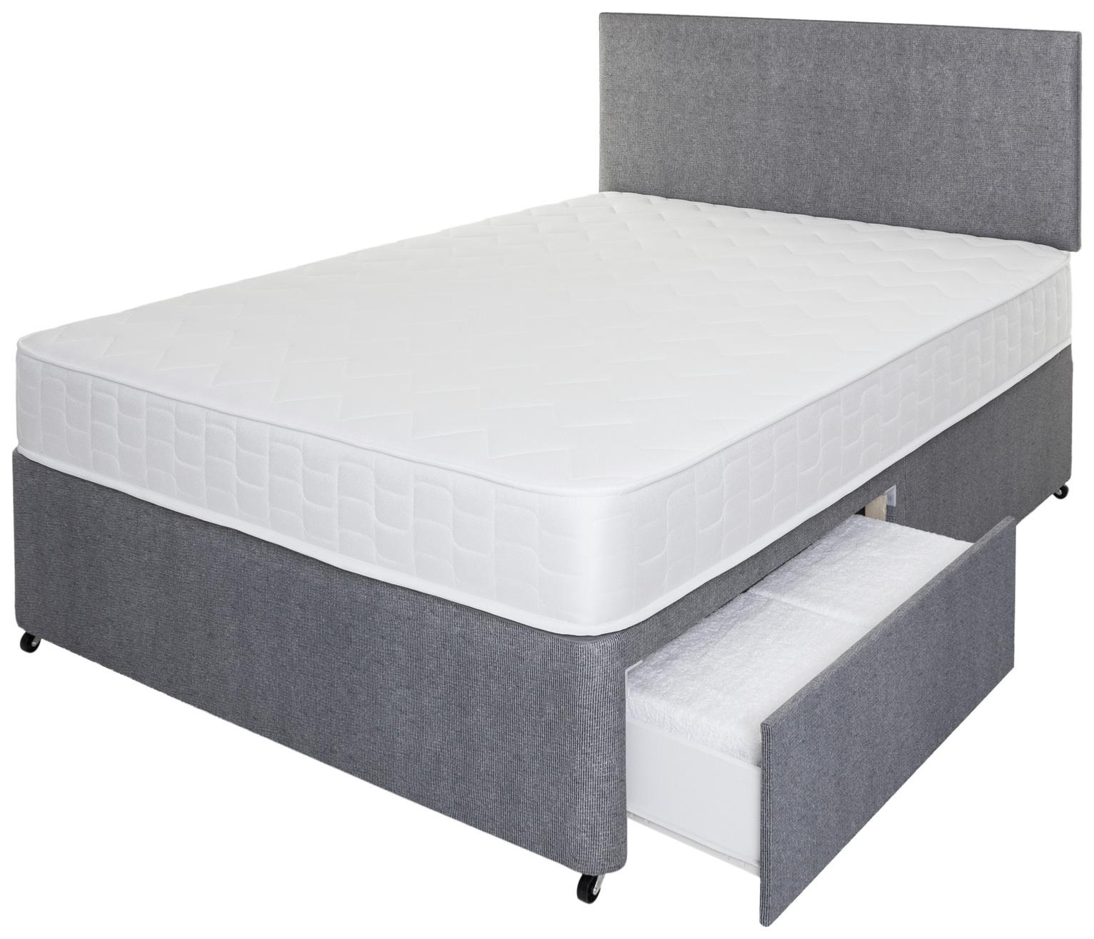 Argos Home Elmdon Memory 2 Drawer Kingsize Divan - Grey