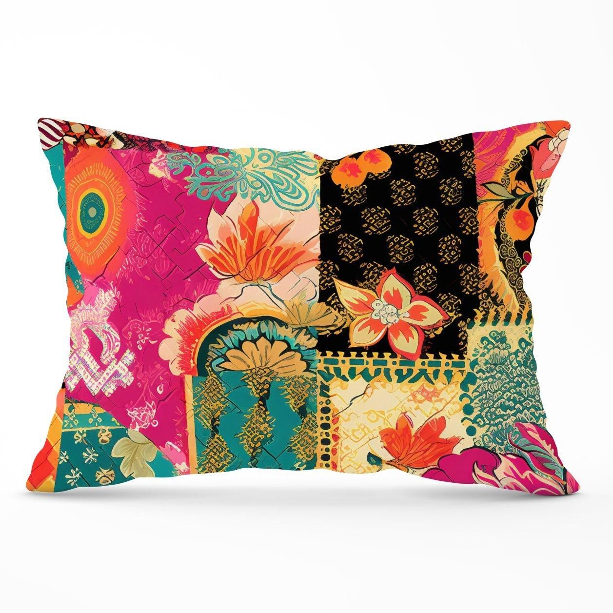 Warren Reed - Designer Patchwork Mixed Textiles Cushions in Pink