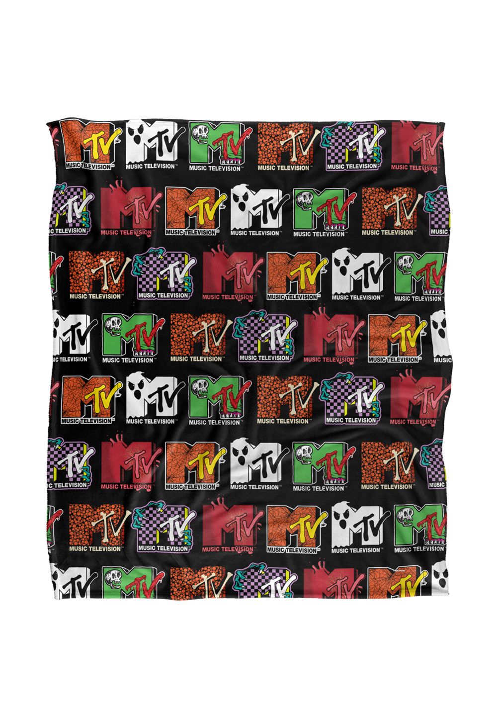 MTV Halloween Logos Silky Touch Super Soft Throw Blanket 152 X 127 cm in White