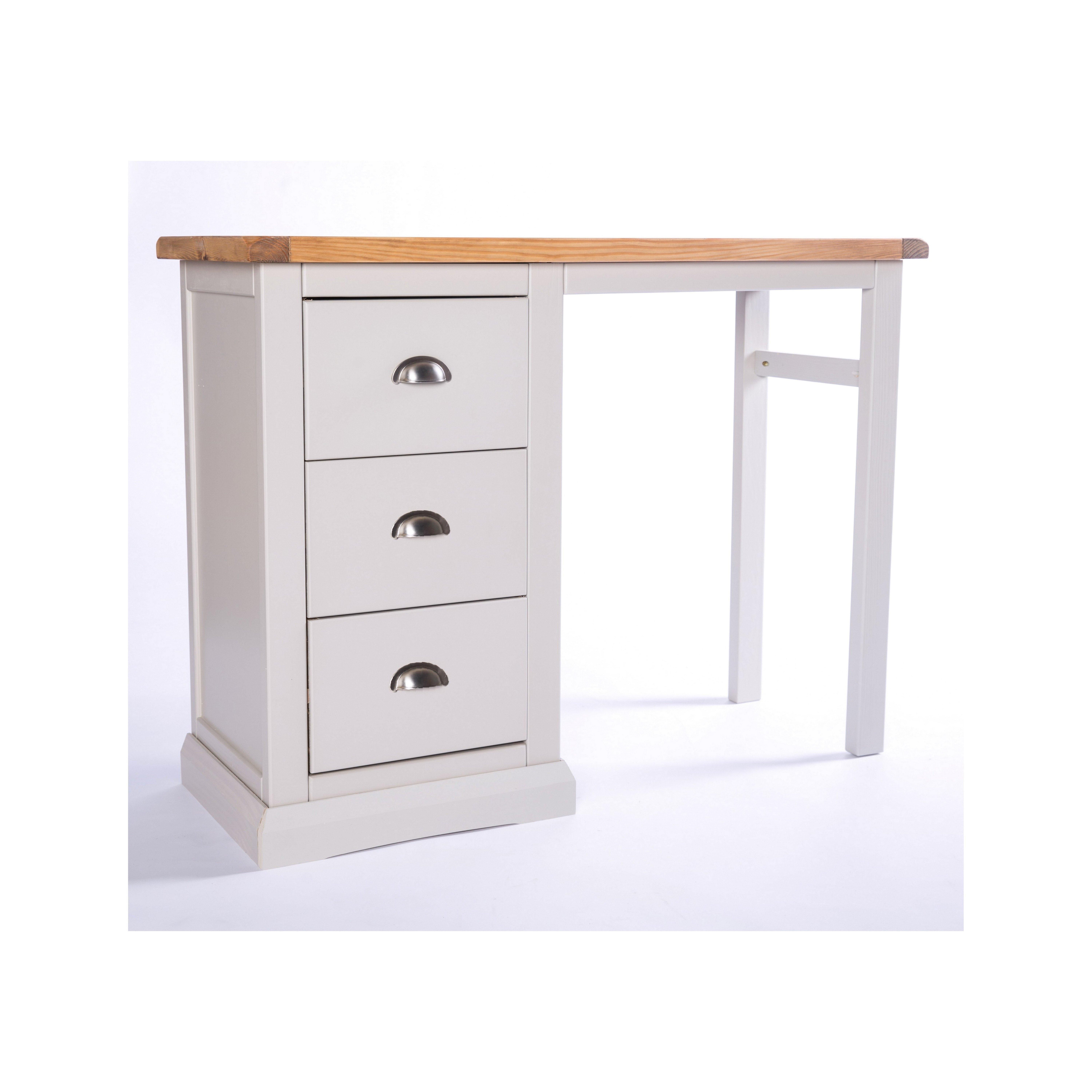Cabinet Bits Loreo 3 Drawer Desk - Dressing Table Chrome Cup Handle in Light Grey