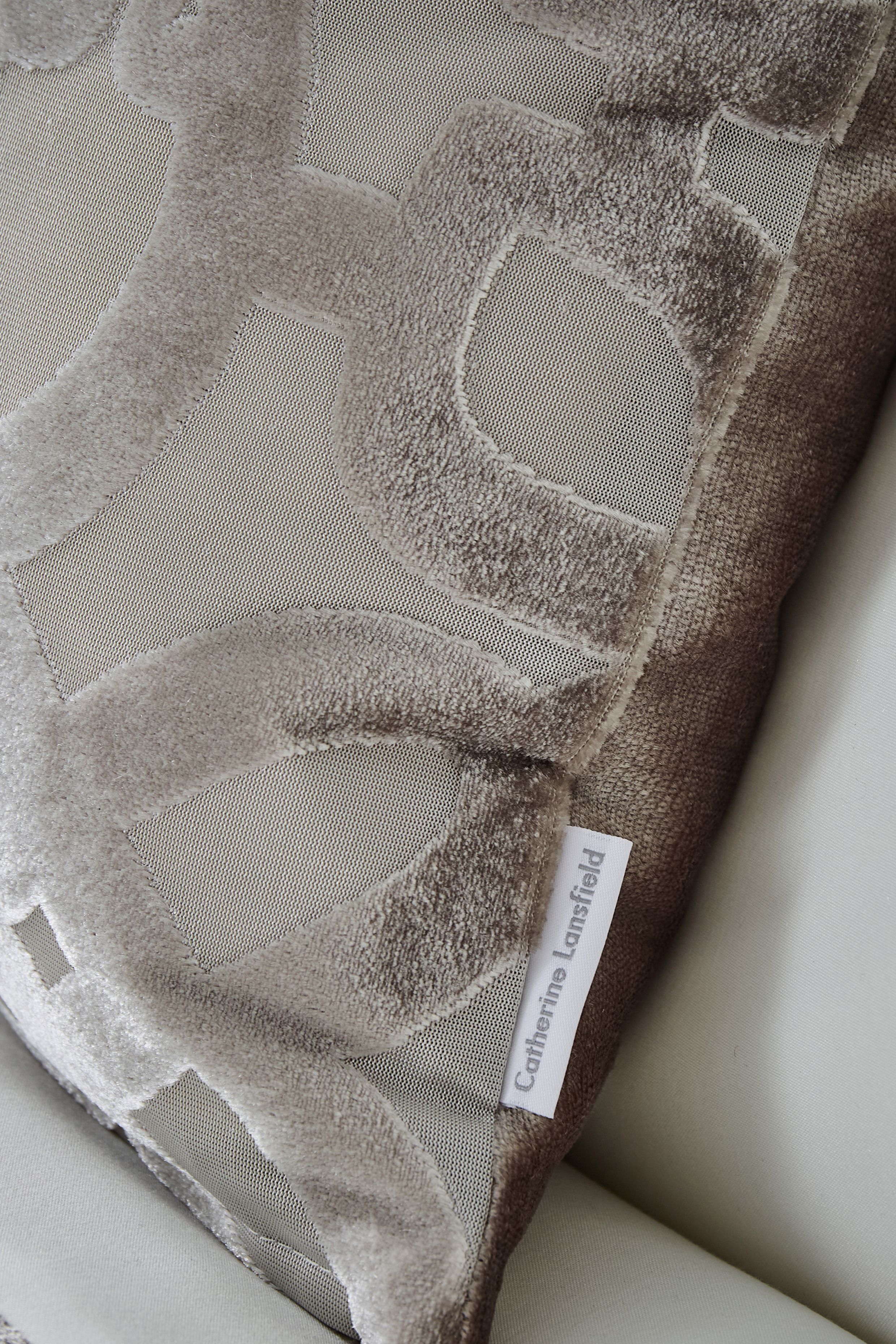 Catherine Lansfield 'Lattice Cut Velvet' Cushion in Natural 2