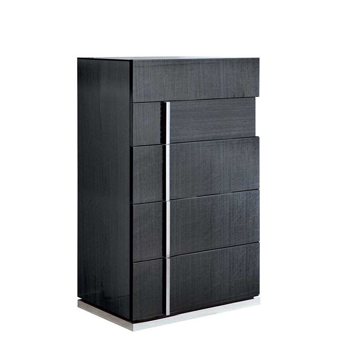 Borgia 5 Drawer Chest, Grey High Gloss