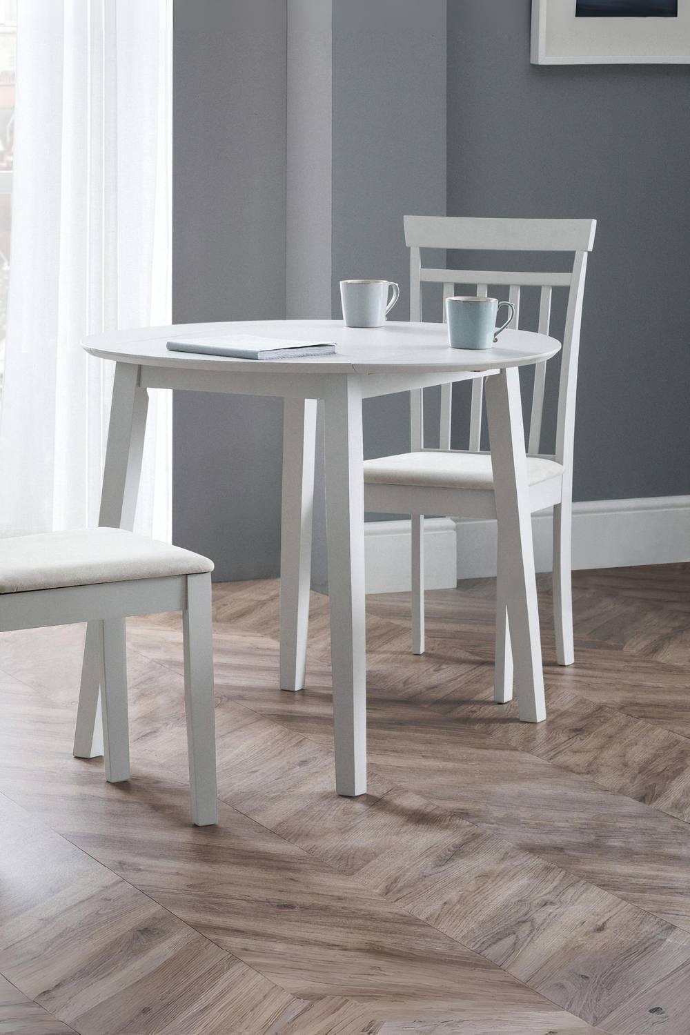 Julian Bowen Coast Round 2-4 Seater Drop Leaf Dining Table in Grey